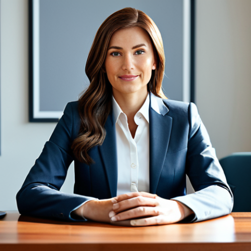 Professional Businesswoman in Modern Office**

"A professional businesswoman in a modest business suit, sitting at a desk in a modern office, fully clothed, appropriate attire, safe for work, perfect anatomy, natural proportions, professional photography, high quality, family-friendly setting."

**