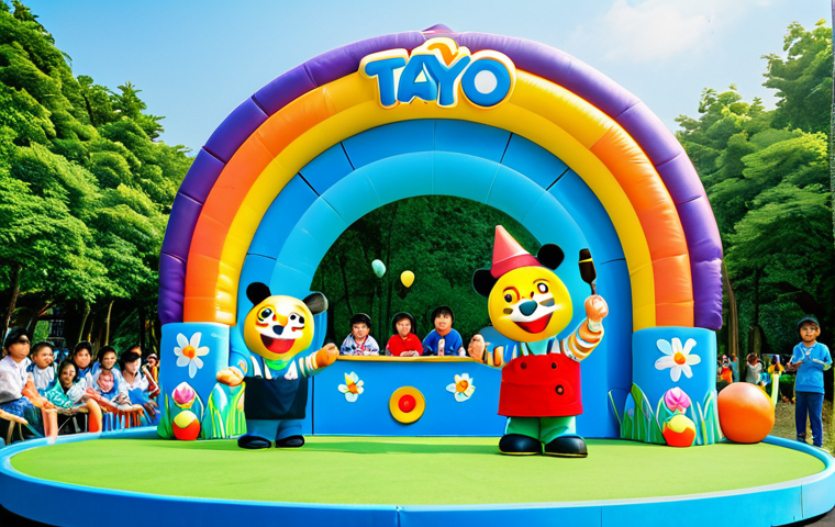 띠띠뽀와 어린이들에게 영감을 주는 이야기 - Interactive TAYO App**

"A young, fully clothed child sitting at a table using a tablet showing a Ta...