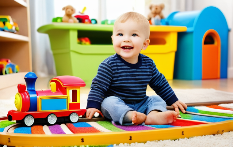 띠띠뽀 연관 애니메이션 비교 - A heartwarming 3D animated scene depicting Titipo, the enthusiastic blue train, and Diesel, the trai...