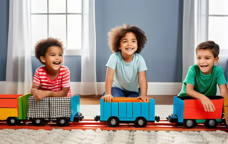 띠띠뽀 콘텐츠의 어린이 꿈과의 연결 - A group of diverse children, including some of Arabic descent, are happily playing indoors. They are...