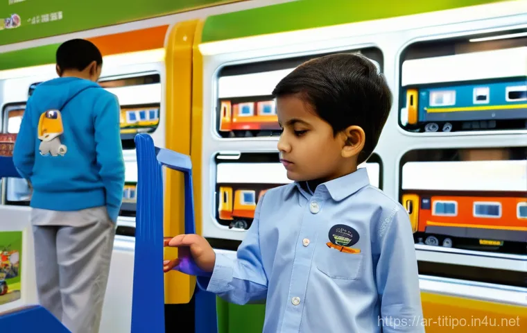 띠띠뽀 콘텐츠의 어린이 꿈과의 연결 - An animated scene featuring Titipo, the friendly little train, and his diverse train friends (such a...