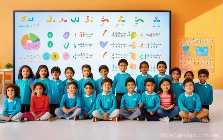 띠띠뽀 유튜브 공식 채널 - **Prompt:** A diverse group of young children, approximately 4-7 years old, boys and girls, are happ...