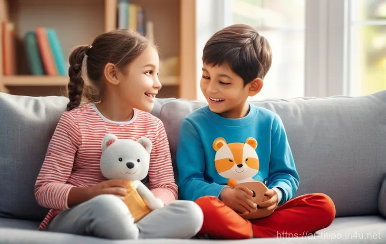 띠띠뽀 유튜브 공식 채널 - **Prompt:** A diverse group of young children, approximately 4-7 years old, boys and girls, are happ...