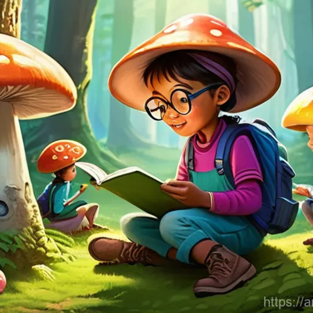 띠띠뽀와 비슷한 애니메이션 - **Prompt:** A vibrant, whimsical scene depicting a diverse group of young children, aged 6-9, explor...