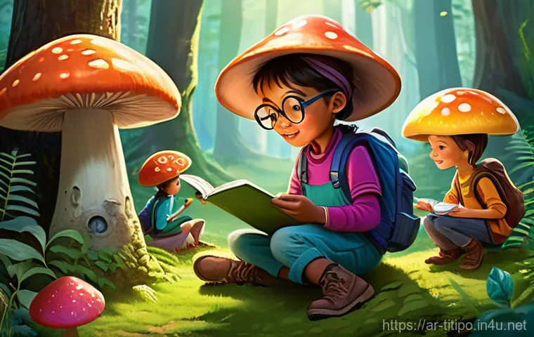 띠띠뽀와 비슷한 애니메이션 - **Prompt:** A vibrant, whimsical scene depicting a diverse group of young children, aged 6-9, explor...