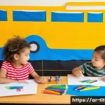 띠띠뽀 팬덤 활동 - **Prompt:** A vibrant, cheerful scene of two children (a boy and a girl, both around 6 years old, fu...