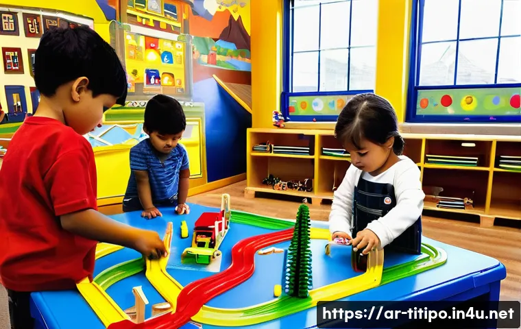 띠띠뽀와 함께하는 교육 워크숍 - **Prompt: "A vibrant, sunlit 'Titipo Educational Workshop' bustling with diverse children aged 5-8 y...