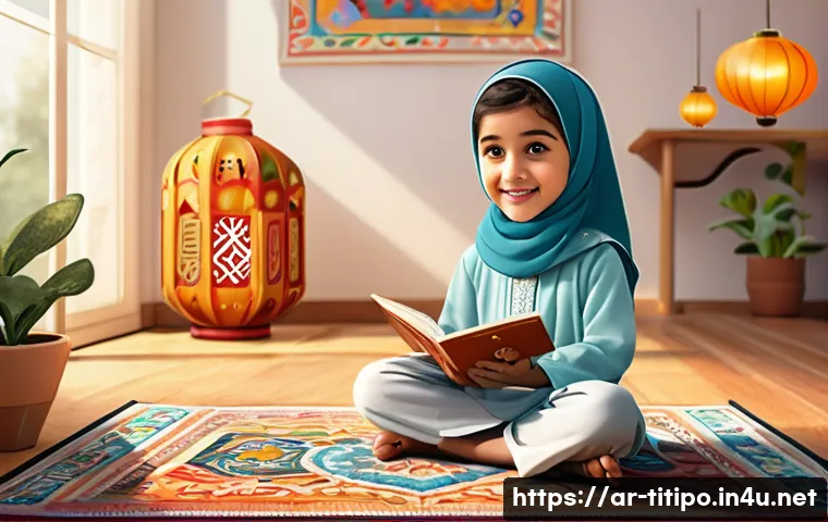 띠띠뽀의 글로벌 인지도 - A vibrant and colorful animated scene featuring a cheerful Arabic-speaking child wearing modest, cul...