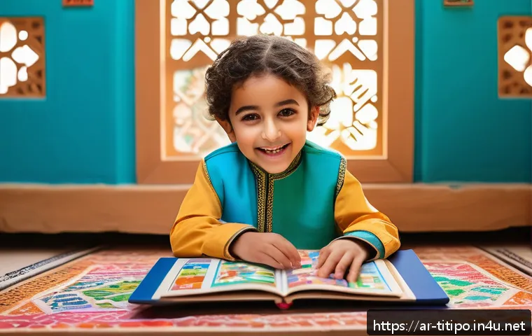띠띠뽀와 교육적 메시지의 중요성 - A vibrant classroom scene in a Middle Eastern setting featuring an Arab child wearing modest, cultur...